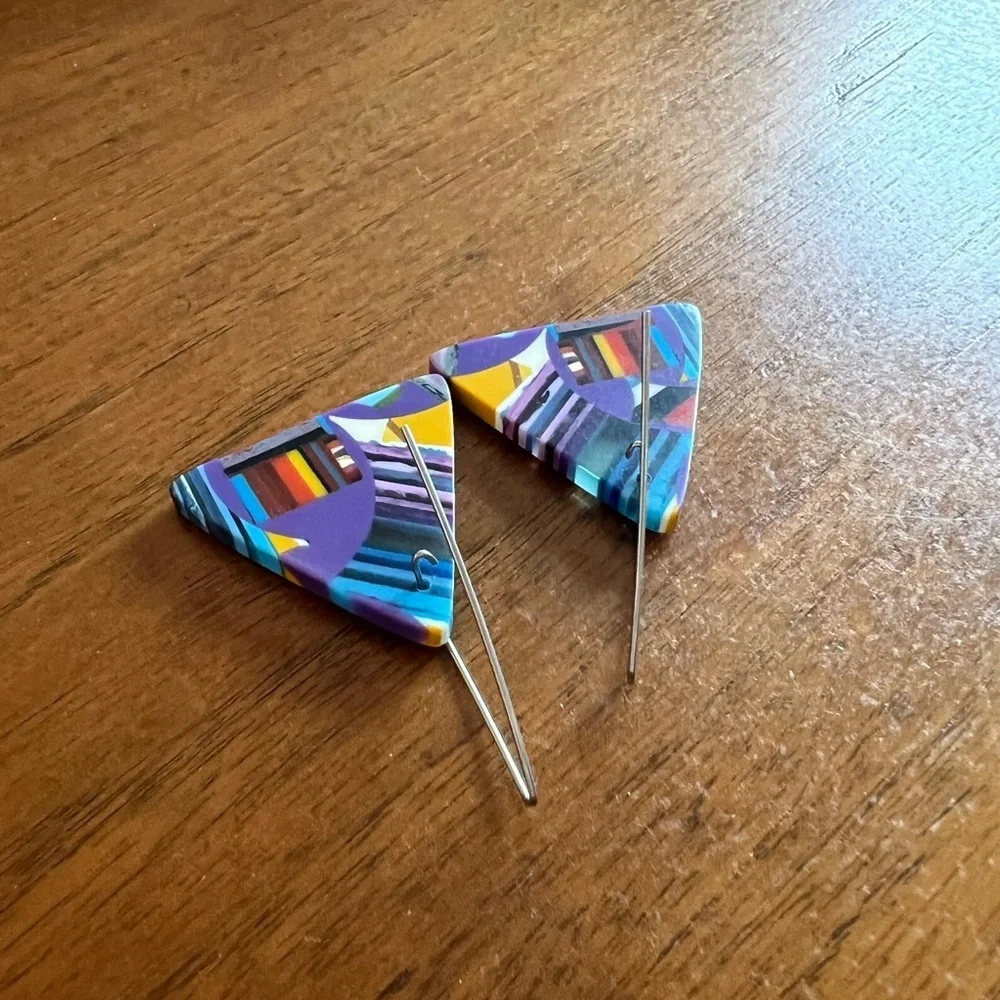 Colorful Geometric Earrings - Picture 3 of 4